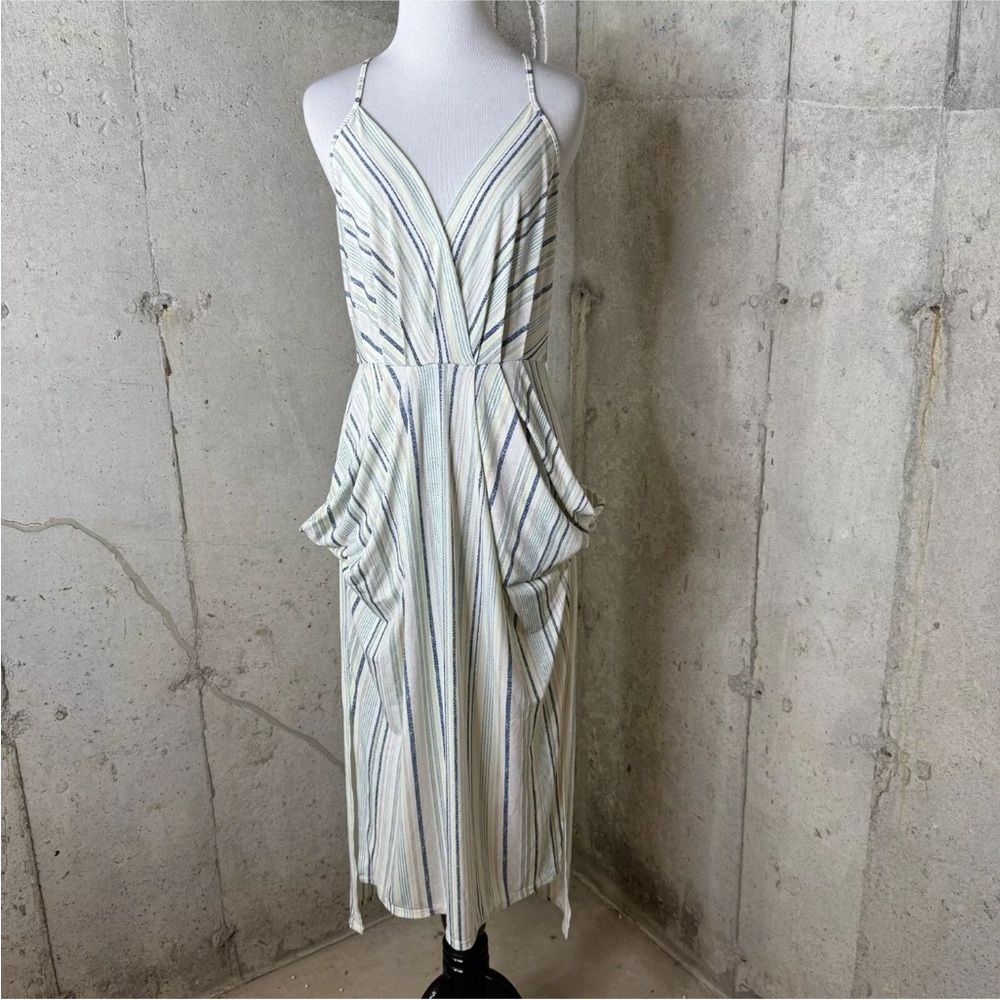 BCBGeneration Womens Faux Wrap Drapey Pocket Hi Low Midi Dress Size Small BOHO